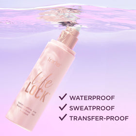 tarte spritzed over foundation illustrating waterproof, long-lasting makeup protection benefit