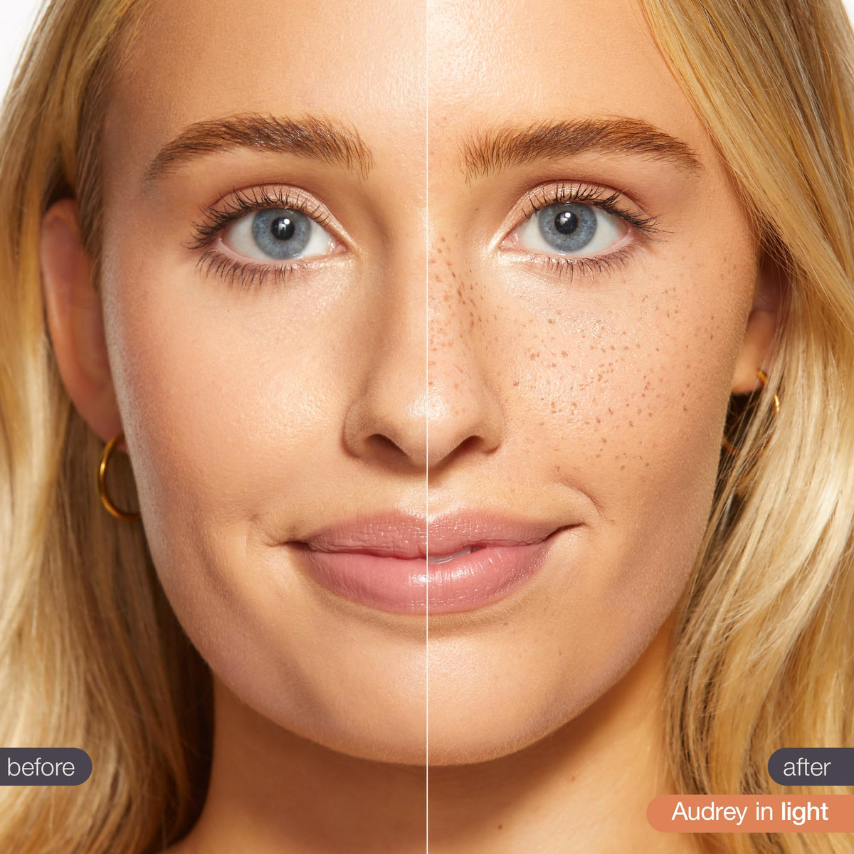 tarte lifestyle image of stamped freckles on model for sun-kissed look