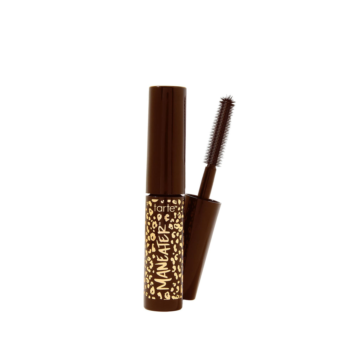 tarte maneater mascara front packaging shows compact brown tube and travel-friendly size