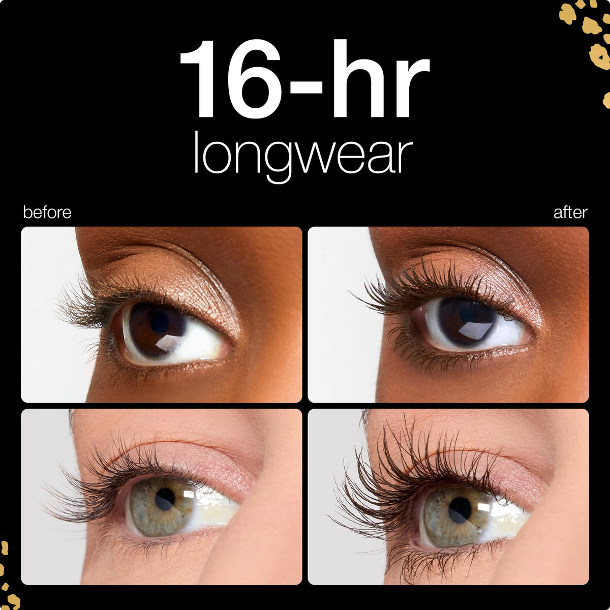tarte maneater mascara wand applied to lashes demonstrating curl and volume