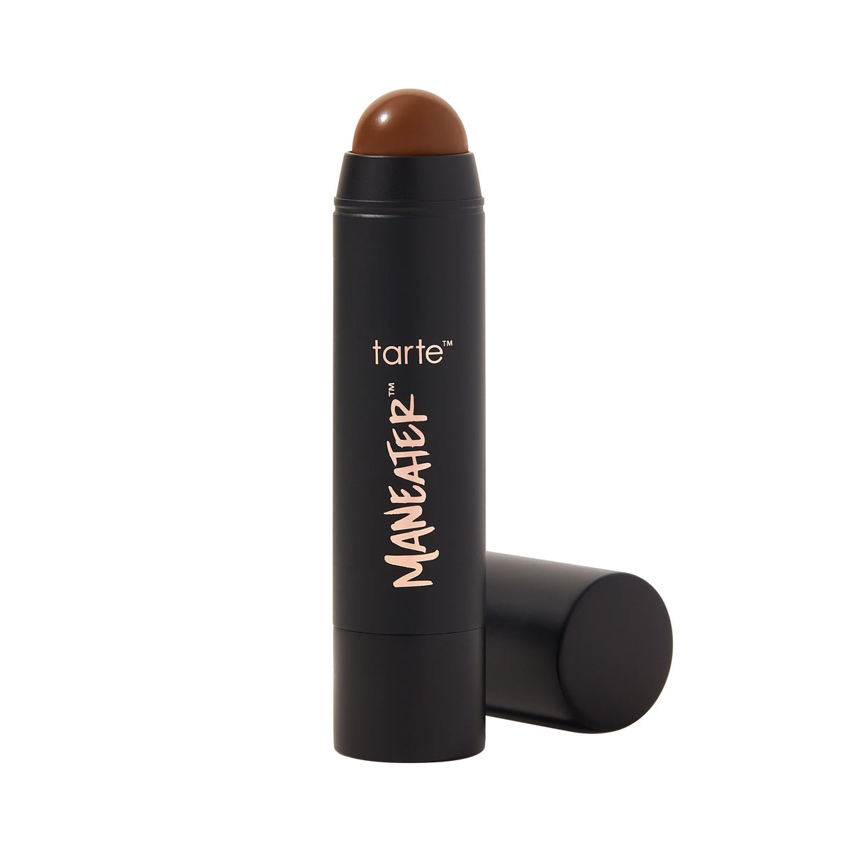 tarte maneater silk stick bronzer front packaging shows sleek stick and shade