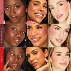 tarte fingertips applying blush to cheek to demonstrate smooth, buildable finish