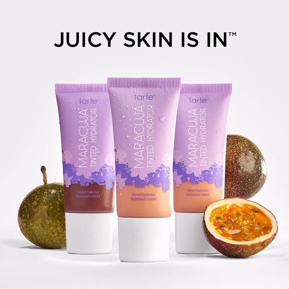tarte cap and label detail of maracuja moisturizer showing clean ingredients