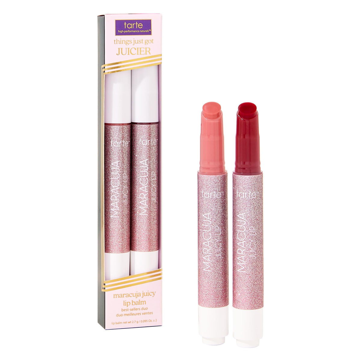 tarte front packaging of limited-edition duo showing shades and branding benefits hydration