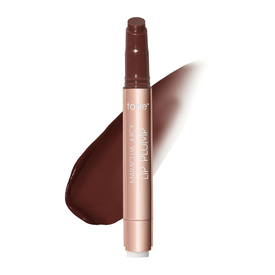 tarte front packaging showing plumping gloss balm and shade mocha benefits shine