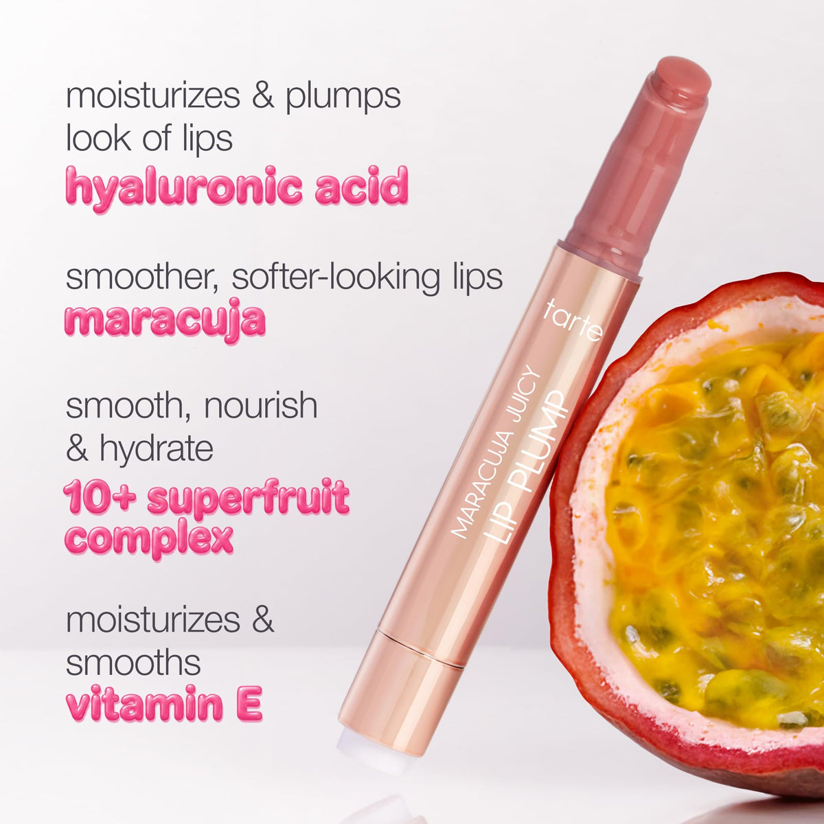 tarte packaging label close-up showing ingredients and clean-beauty benefits