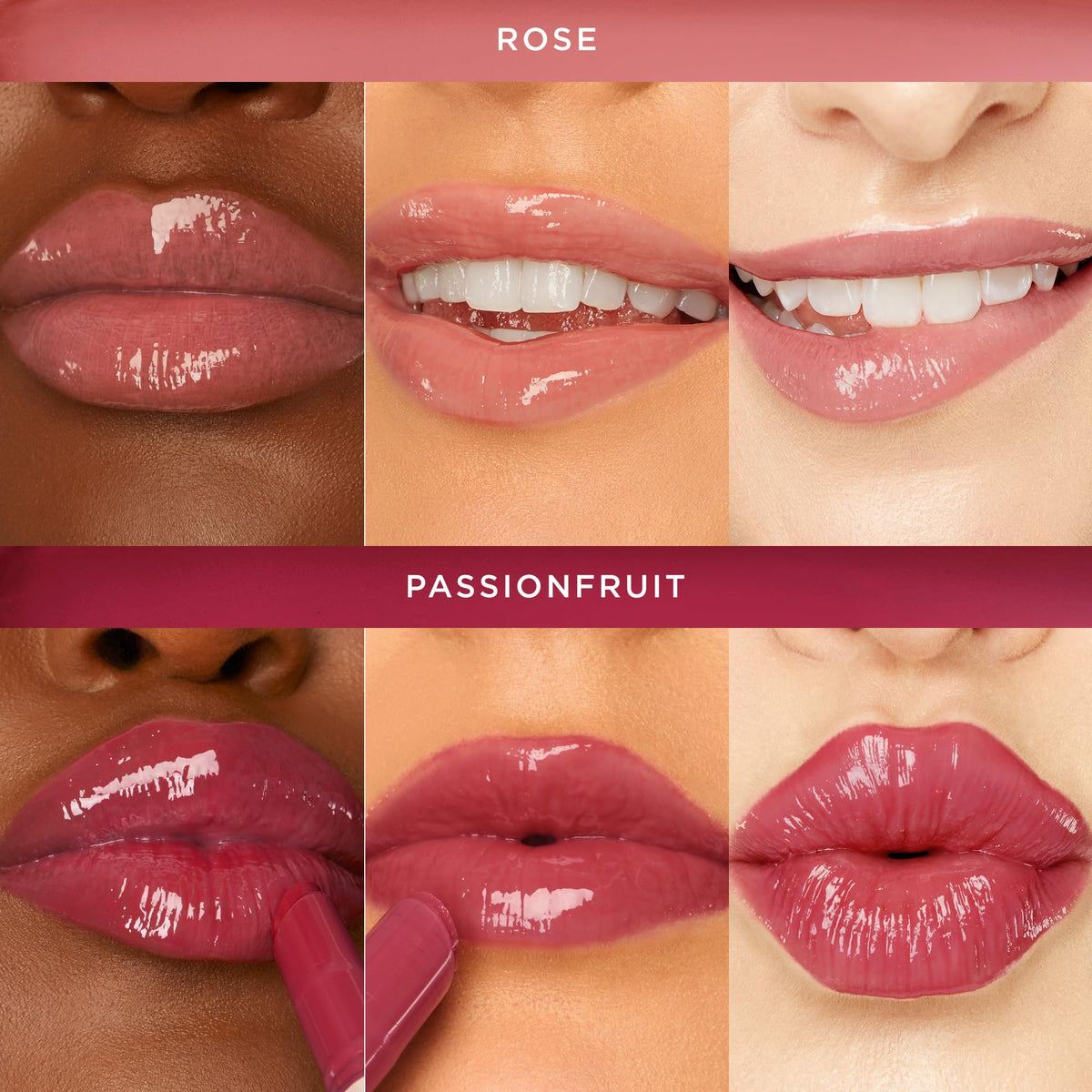 tarte rose balm tube close-up showing color and glossy finish for smooth lips