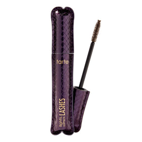 tarte mascara front packaging showing brown tube and label, clear branding benefit