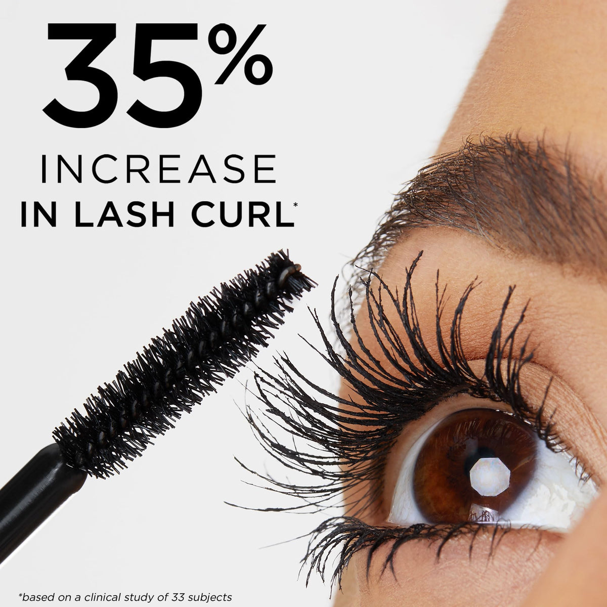 tarte mascara applied on eye during application illustrating lifted lash effect