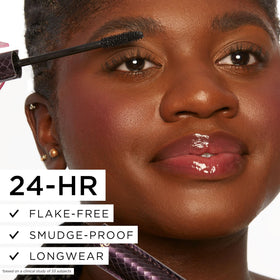 tarte mascara texture swatch displaying ultra-dark pigment for defined lashes