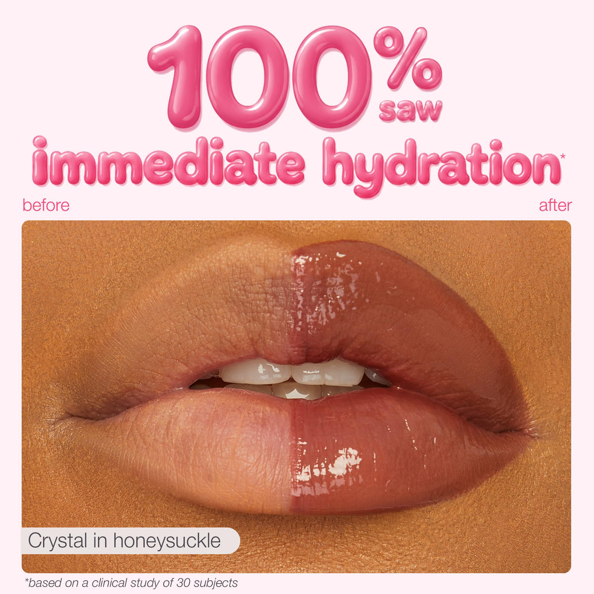 tarte on-model lips showing orchid shine and plumping effect benefit