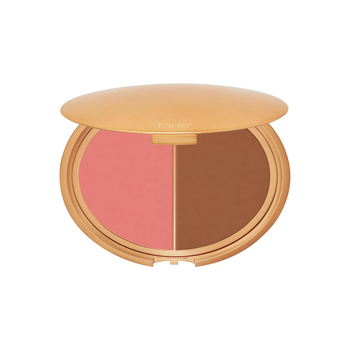 tarte compact closed front view showing sleek packaging and portability benefit