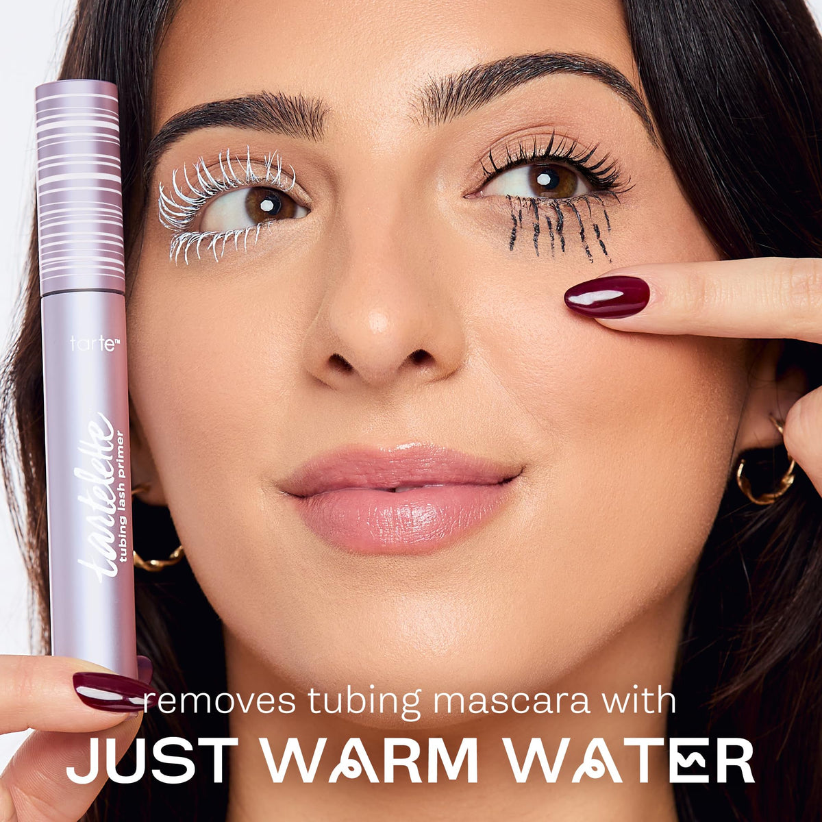 tarte primer on lashes before mascara demonstrating lift and separation