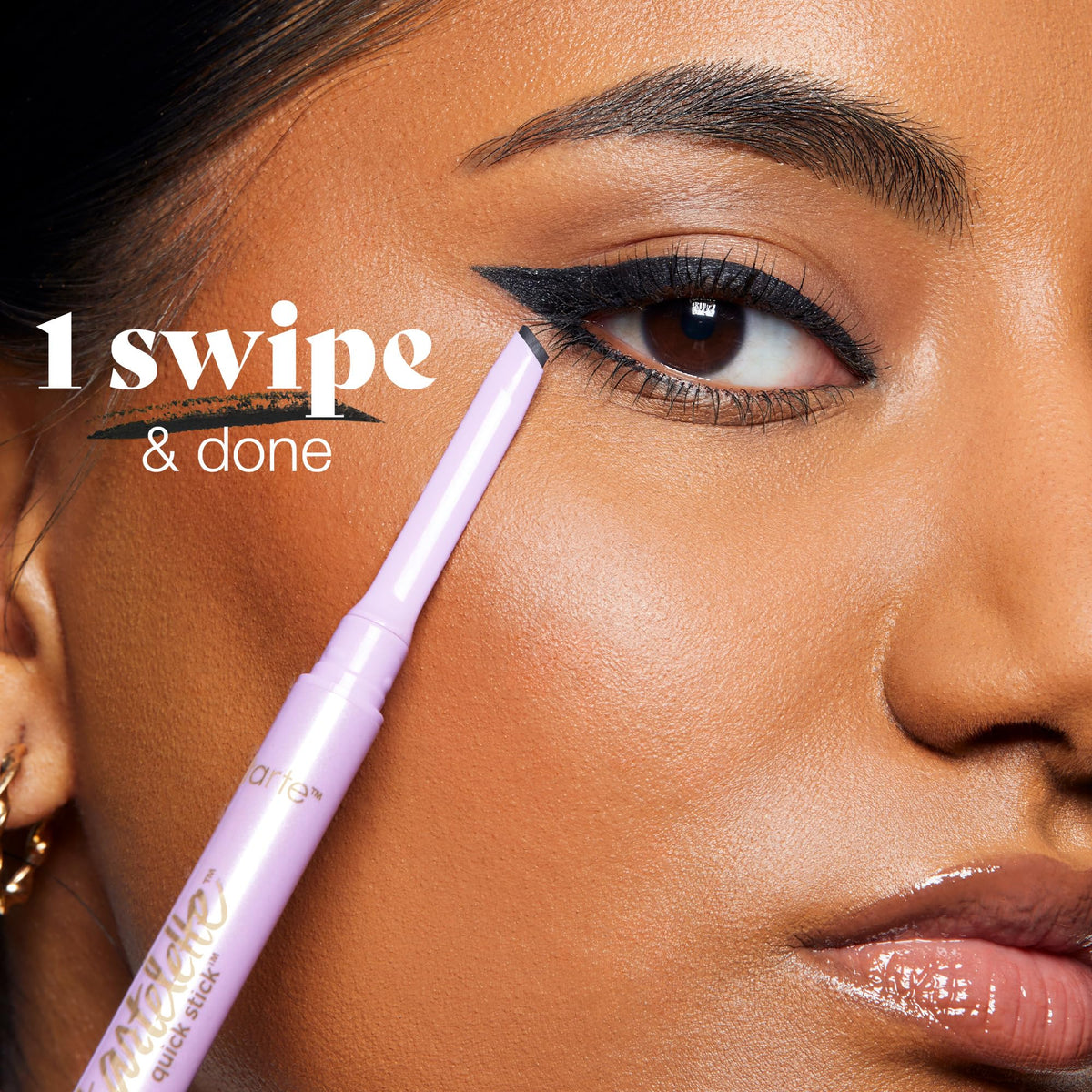 tarte quick stick liner retractable side profile emphasizing click mechanism convenience