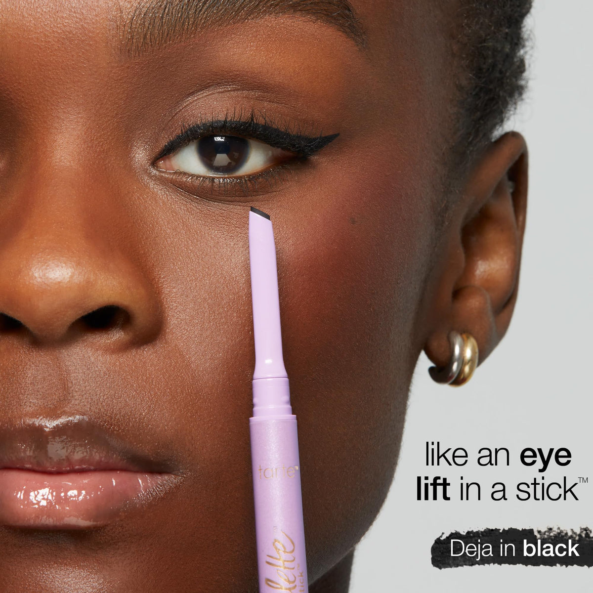 tarte quick stick texture swatch on skin showing smooth gel glide for even lash-line coverage