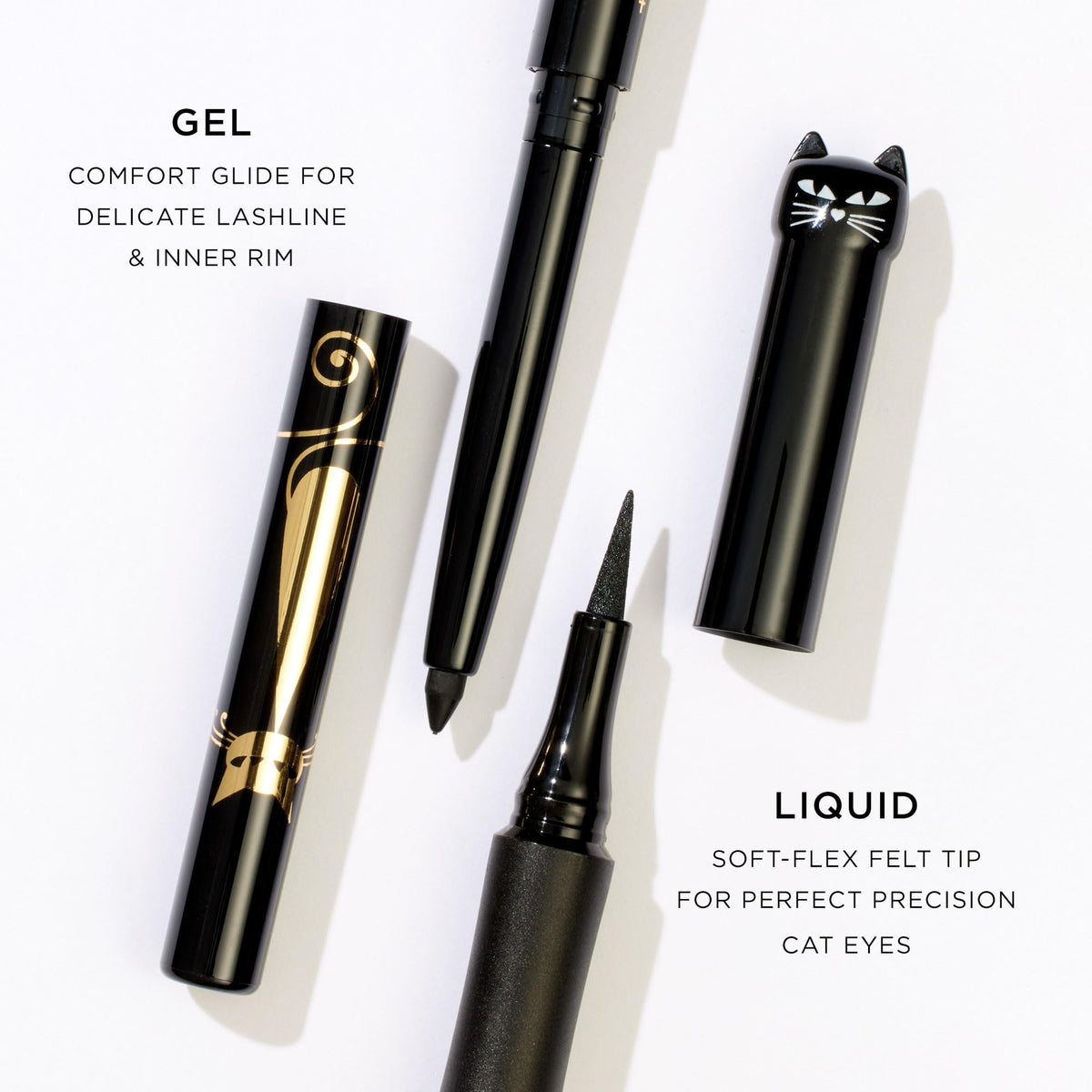 tarte applying liner on eyelid demonstrating wing technique benefit: crisp cat-eye creation