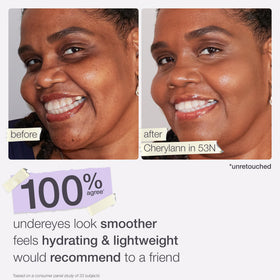 tarte under-eye before and after comparison showing brighter, less tired look