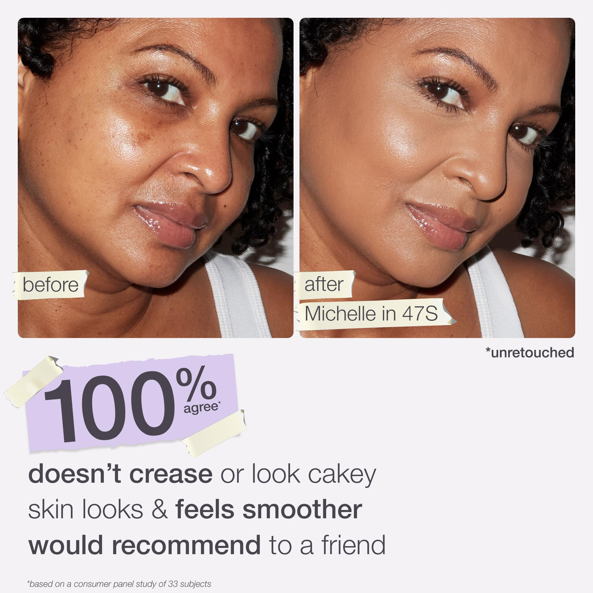 tarte Shape Tape under-eye demo illustrating brightened lifted look