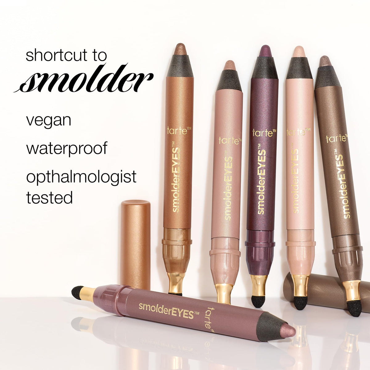 tarte smolderEYES on vanity with other tools showing travel-ready convenience
