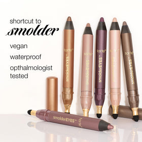 tarte smolderEYES on vanity with other tools showing travel-ready convenience