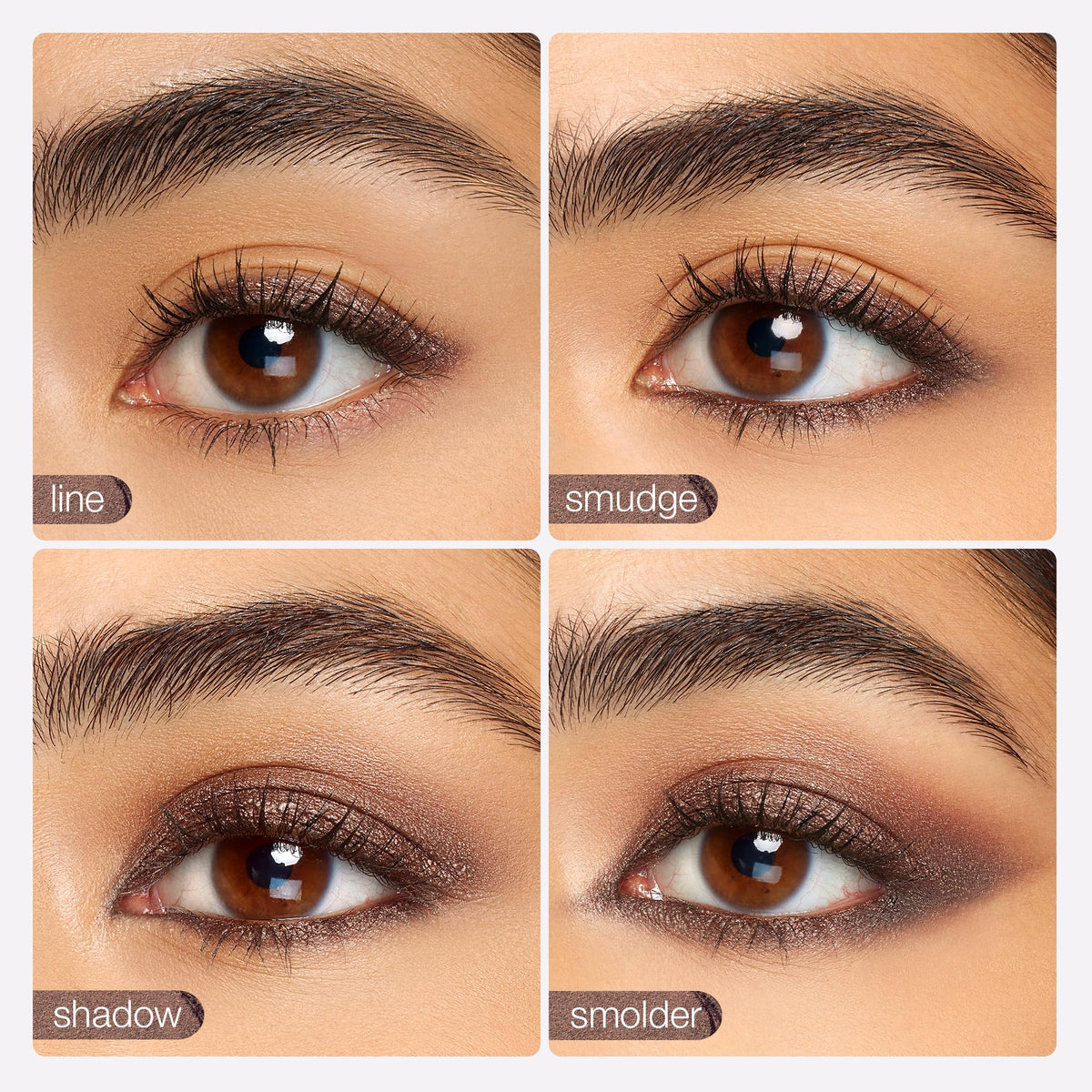 tarte smolderEYES swatches of metallic and shimmer shades showing color payoff