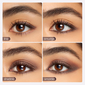 tarte smolderEYES swatches of metallic and shimmer shades showing color payoff