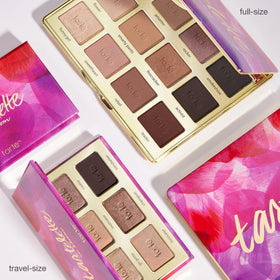 tarte palette inside makeup bag ready for on-the-go use