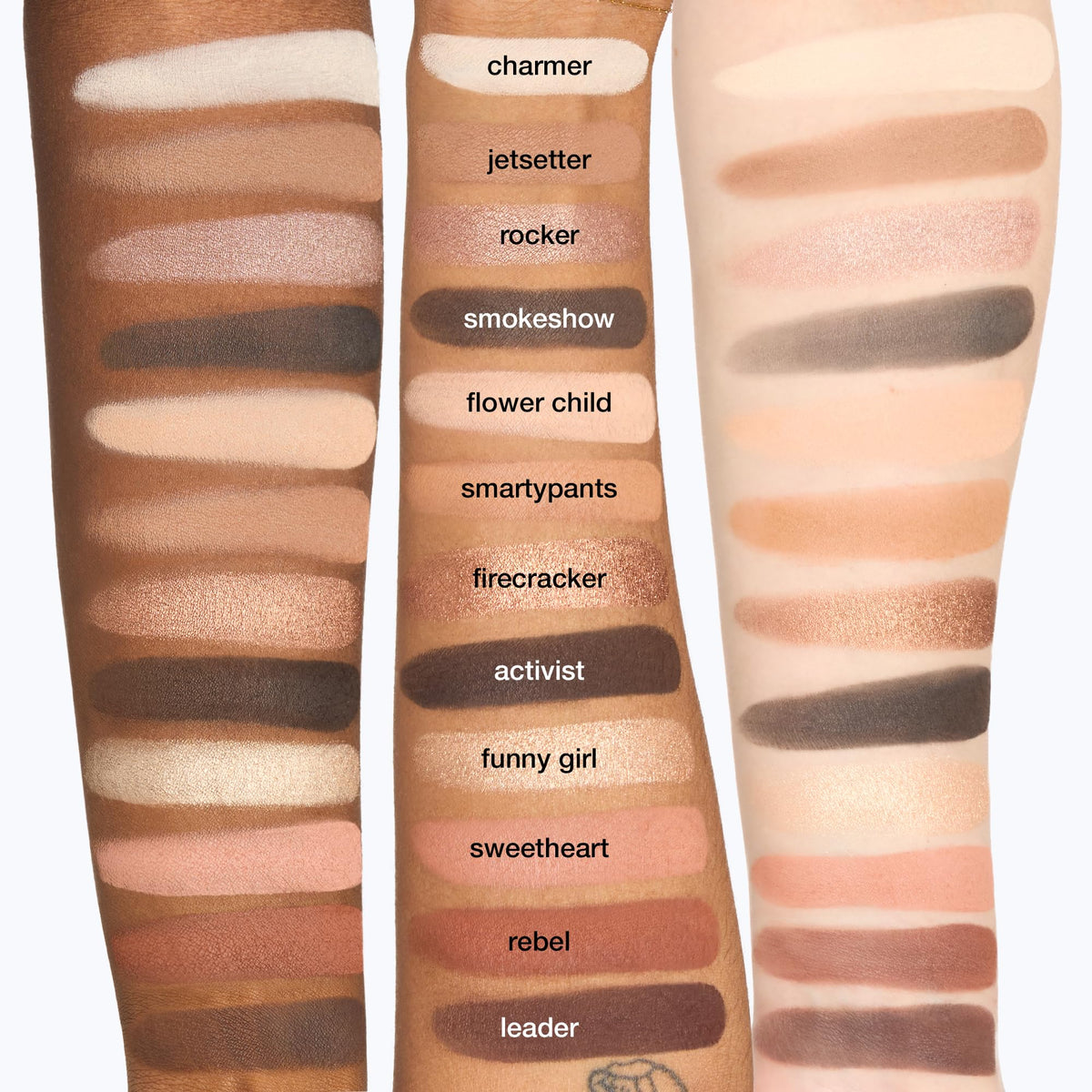 tarte palette arranged rows illustrating three coordinated looks