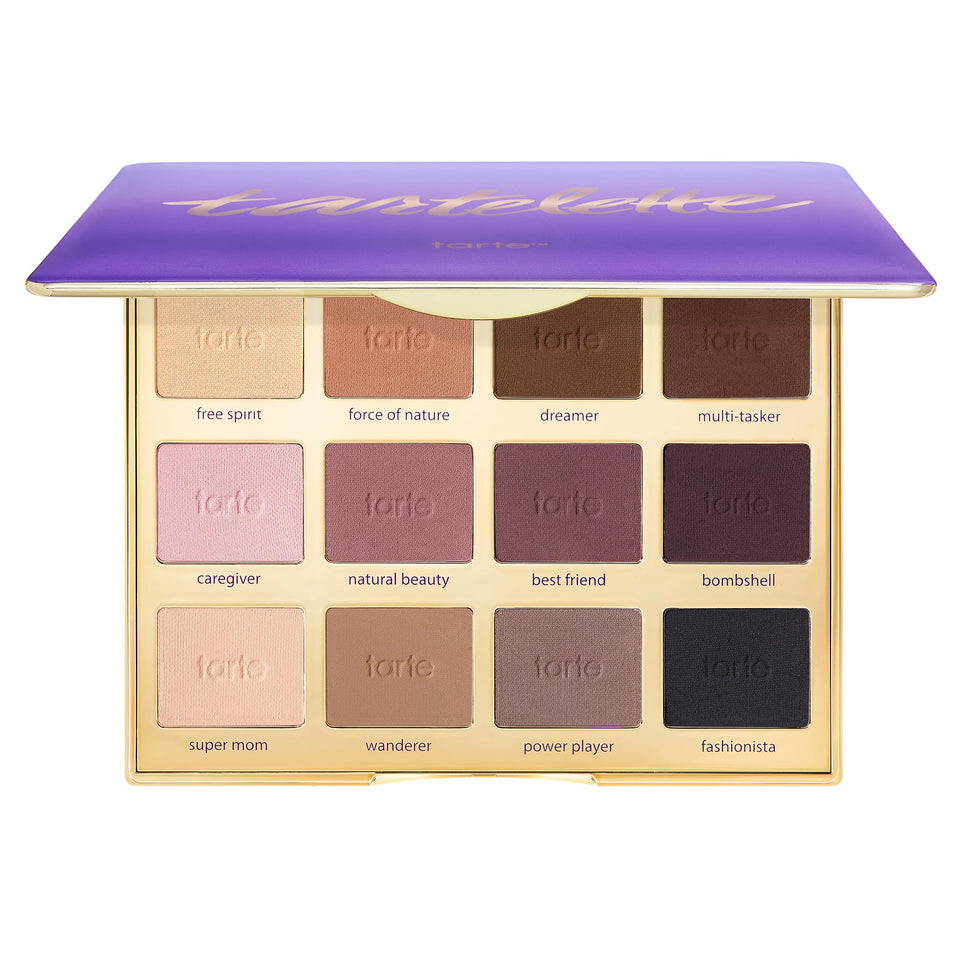 tarte front packaging showing compact palette and logo, easy travel advantage