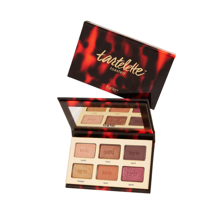 tarte front packaging compact mini palette shows warm bronze neutrals and portability