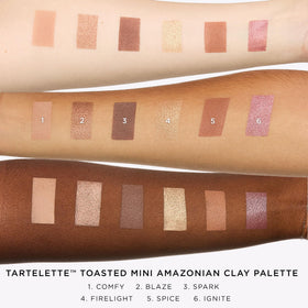 tarte swatches on arm demonstrating true pigment payoff and shade range