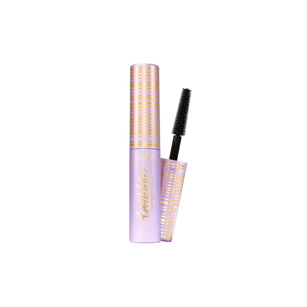 tarte tubing mascara front view showing travel-size tube and bold benefits