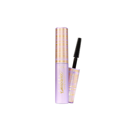 tarte tubing mascara front view showing travel-size tube and bold benefits