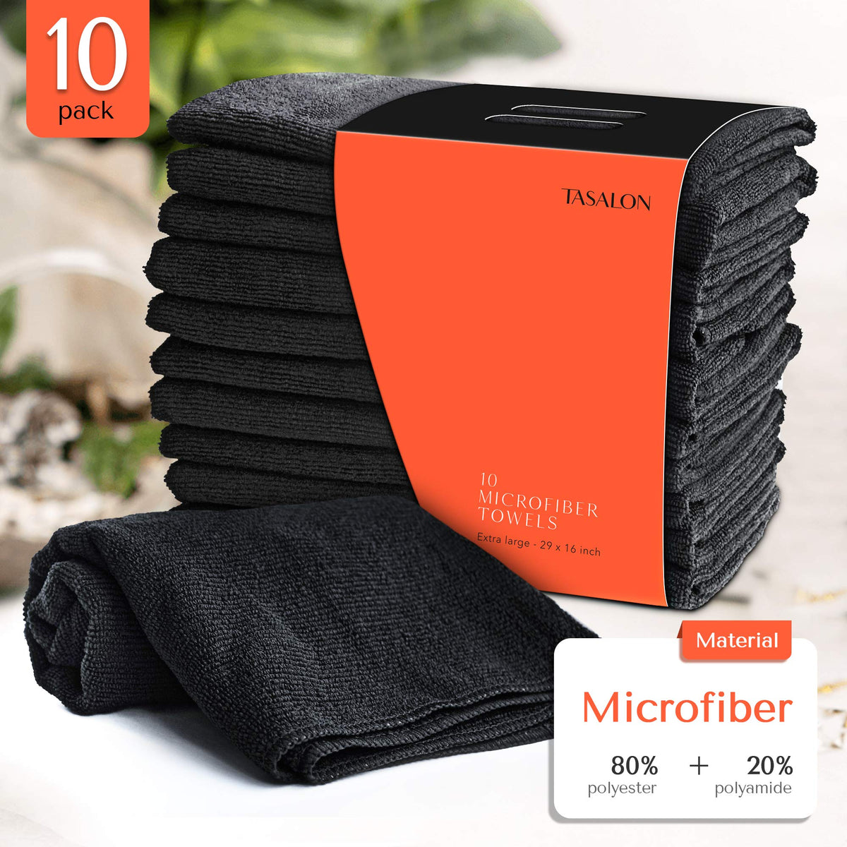 TASALON close-up of microfiber weave highlighting absorbency and soft texture benefit