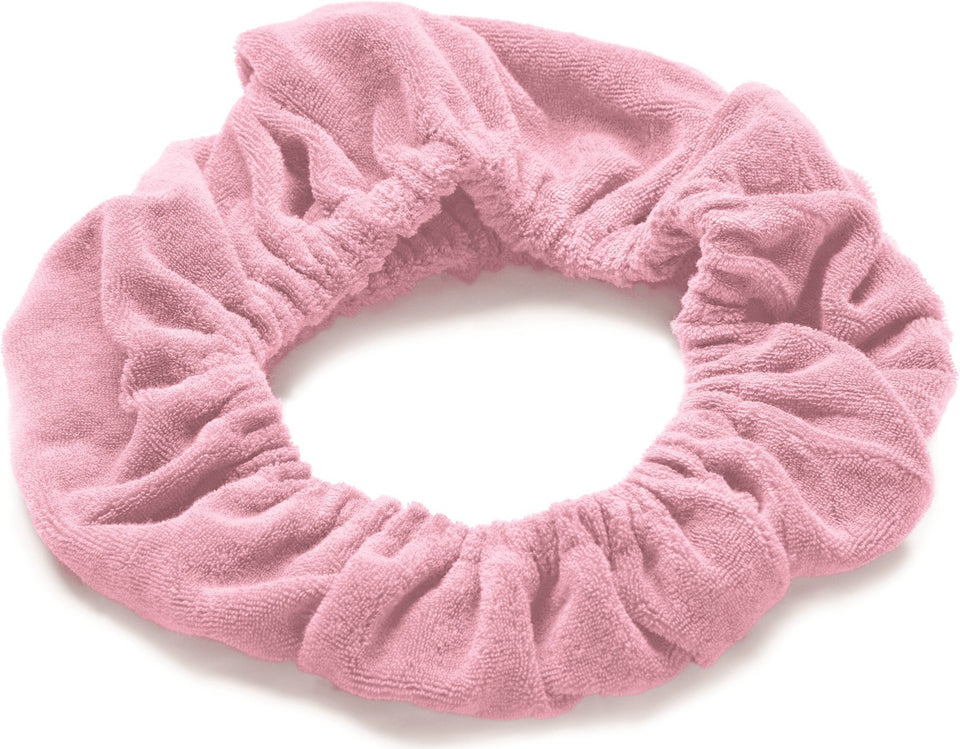 TASSI soft pink headband front view keeps hair back comfortably
