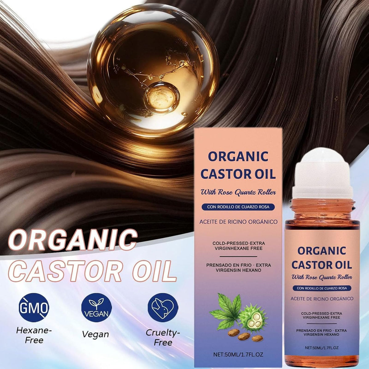 Tasunte amber bottle label and ingredients view showing simple clean-beauty benefit