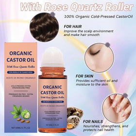 Tasunte castor oil drop on skin demonstrating rich texture and hydration benefit