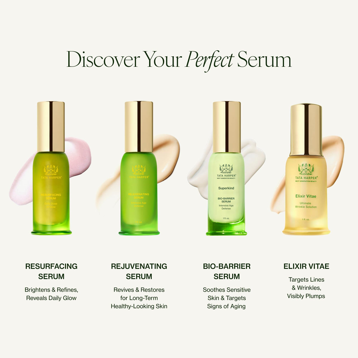 Tata Harper applying serum to neck and décolletage for firmer-looking skin