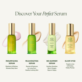 Tata Harper applying serum to neck and décolletage for firmer-looking skin