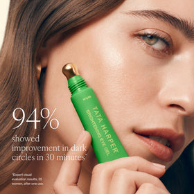 Tata Harper surrounded by citrus and avocado highlighting key ingredients