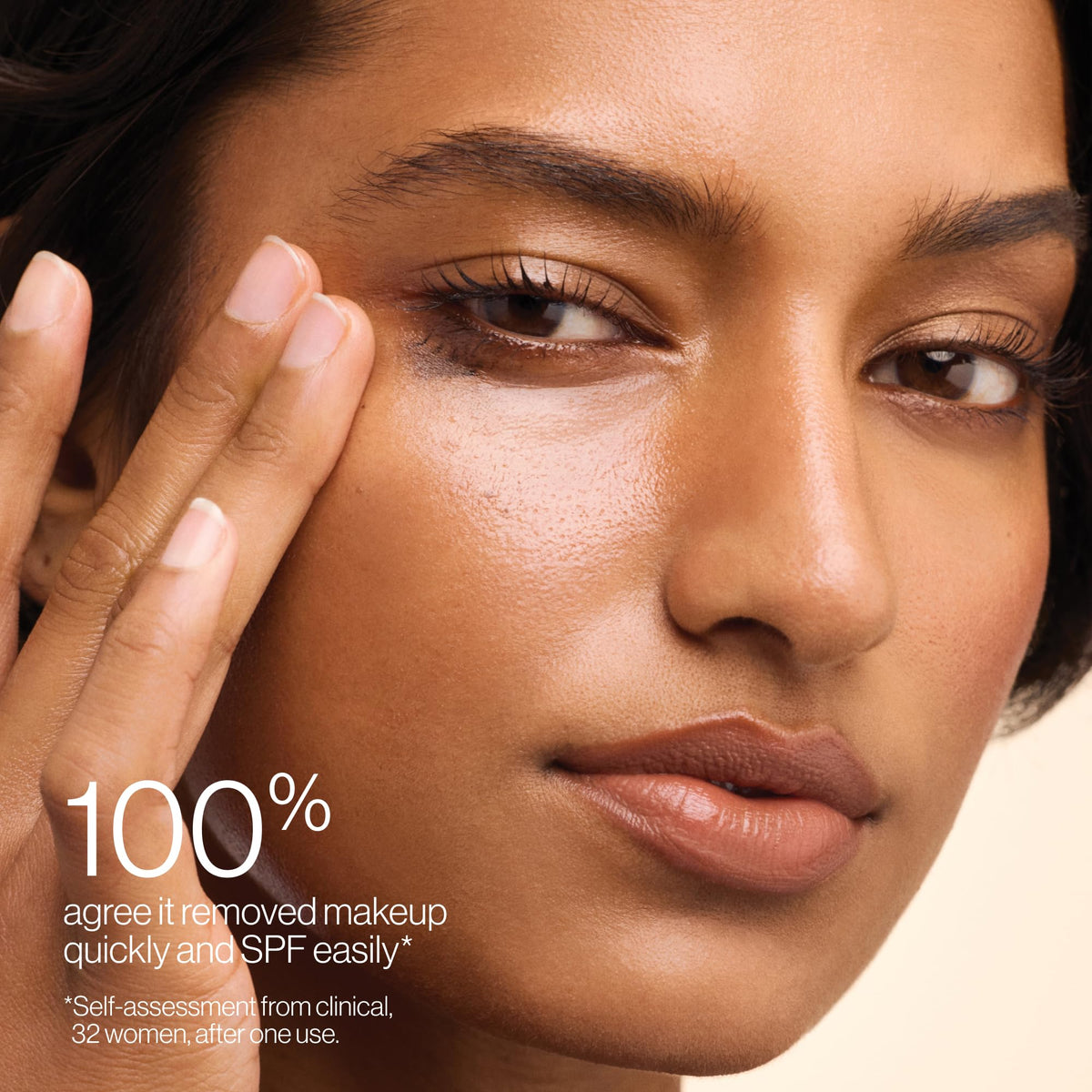 Tata Harper makeup dissolving before and after showing effective removal and clean finish