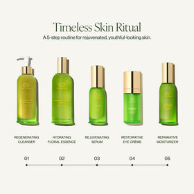 Tata Harper facial mist mid-spray over model to refresh skin and makeup