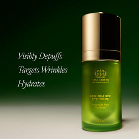 Tata Harper close-up texture of eye crème showing lightweight cream and smooth absorption benefit