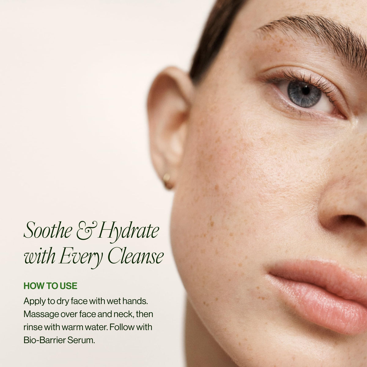 Tata Harper skin after wash showing hydrated, soothed appearance