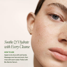 Tata Harper skin after wash showing hydrated, soothed appearance