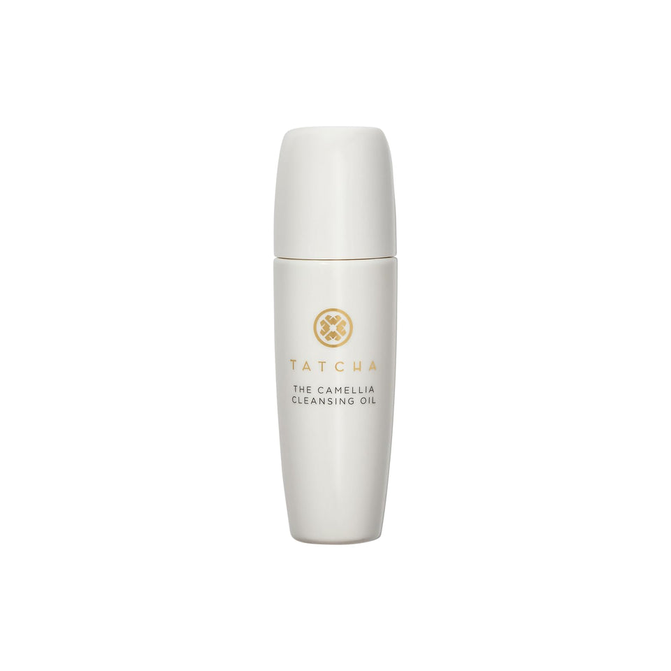 TATCHA front packaging travel bottle shows compact cleansing oil convenience
