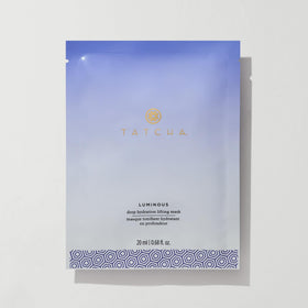 TATCHA luminous deep hydration lifting mask front packaging shows premium single-use mask and benefits