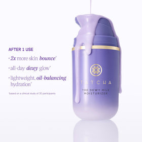 TATCHA moisturizer on fingertip demonstrating silky, non-greasy feel