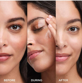 Emulsified milky rinse from TATCHA showing easy removal of makeup