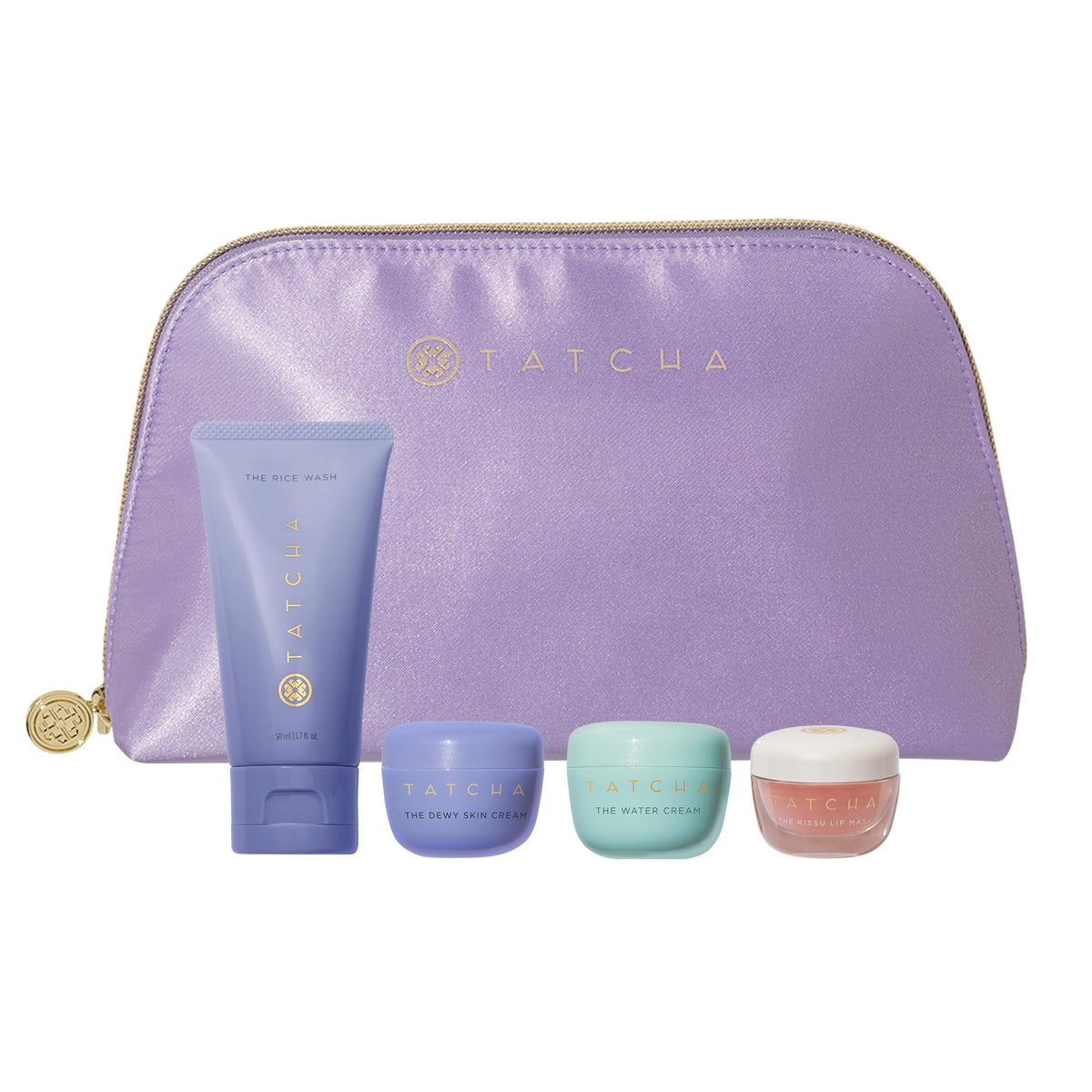 TATCHA travel pouch front view showing kit and organization benefit